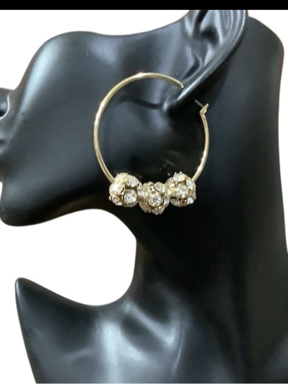 Elegant Gold & Silver Large Hoop Earrings With Rhinestones NWOT